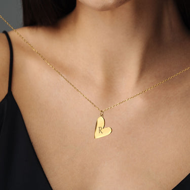 Gold Necklace for a Woman - Romantic Initial Necklace - Woman Necklace - Letter Necklace - Heart Necklace Necklace Brother & Sisters